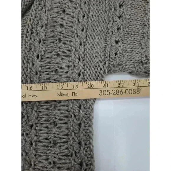 Chico's Brown Open Front Loose Knit Cardigan Sweater Women's Sz Small Wool Blend - Picture 4 of 6
